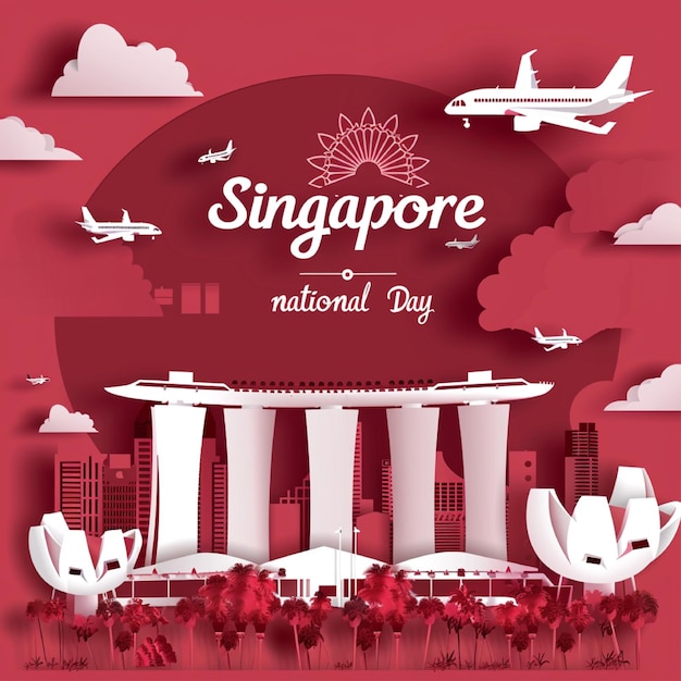 design de corte de papel do dia internacional de cingapura