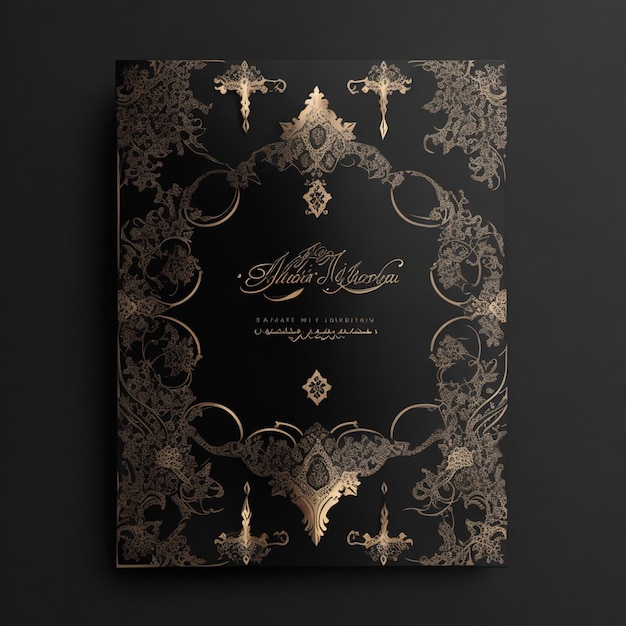 design de eid mubarak de luxo preto de vetor