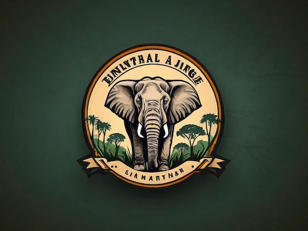 Foto design de emblema de ilustração vetorial do logotipo do elefante africano de safári