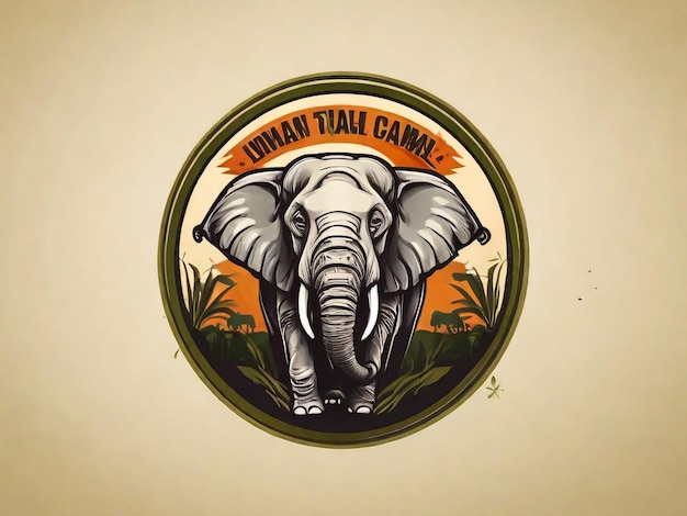 Design de emblema de ilustração vetorial do logotipo do elefante africano de safári