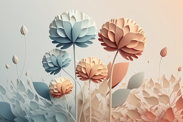 Design de estilo de ilustração de flores mínimas limpas com cores pastel