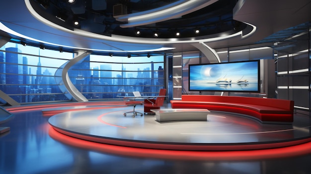 Design de estúdio de notícias de televisão