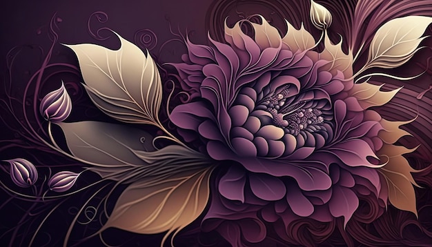Design de flor violeta botânica vintage por IA generativa