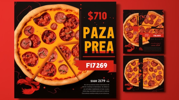 Foto design de folheto ou banner para campanha de venda e promoção de restaurantes de pizza