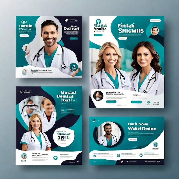 Design de folheto ou modelo de capa de cuidados de saúde médica e folhetos de relatório anual de brochura para impressão e apresentação Ilustração vetorial do médico