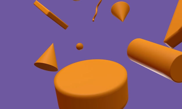 design de fundo de arte 3d abstrato laranja com estilo 3d geométrico