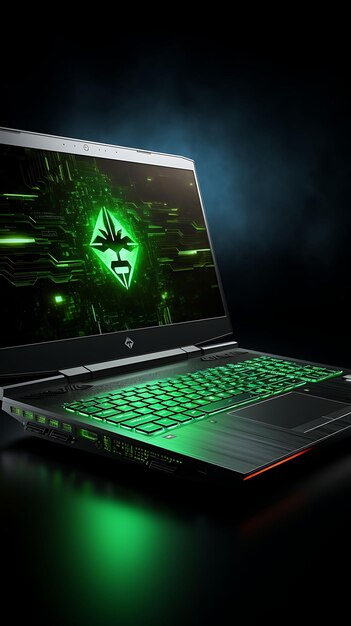 Design de Hp Pavilion Gaming Laptop Embalagem com uma caixa verde vibrante Web Layout Poster Flyer Art