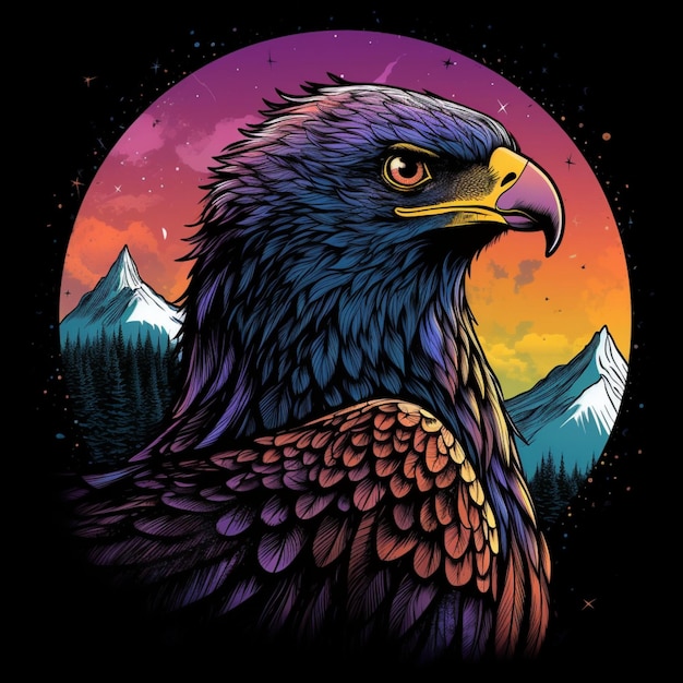 design de ilustração de águia bonita como retrato