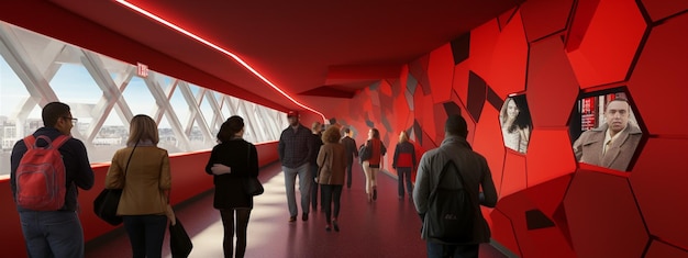 Foto design de instalações educacionais geométricas animação arquitetônica entrada e abordagem generativa ai