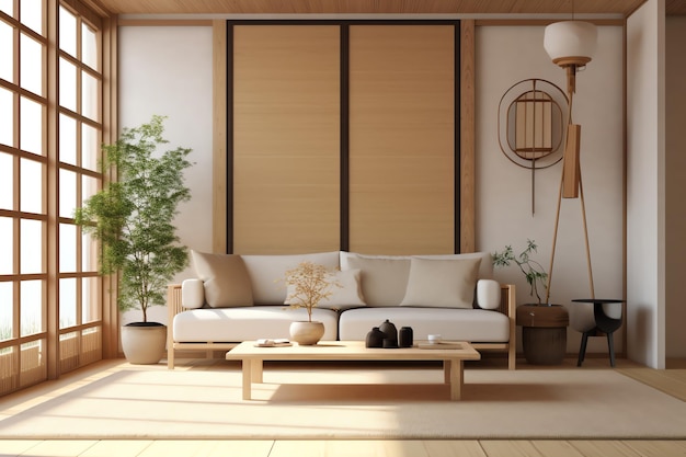 design de interiores 3d com estilo japonês