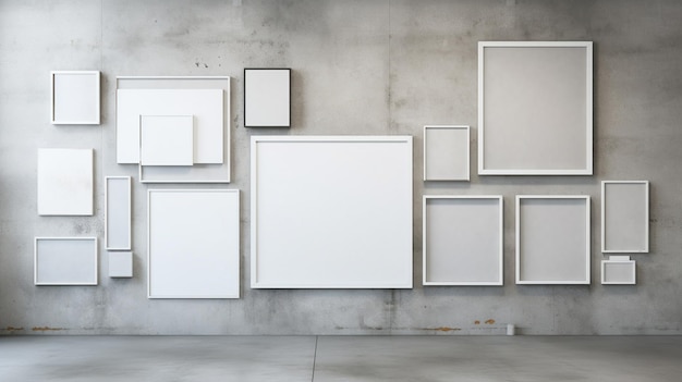 Design de interiores com molduras em paredes de concreto Modelo de tela em interiores minimalistas