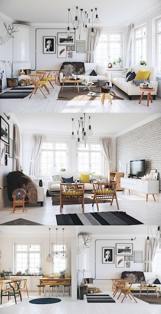 Design de interiores de apartamentos escandinavos