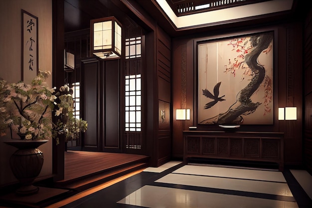 Design de interiores de casas japonesas de estilo oriental
