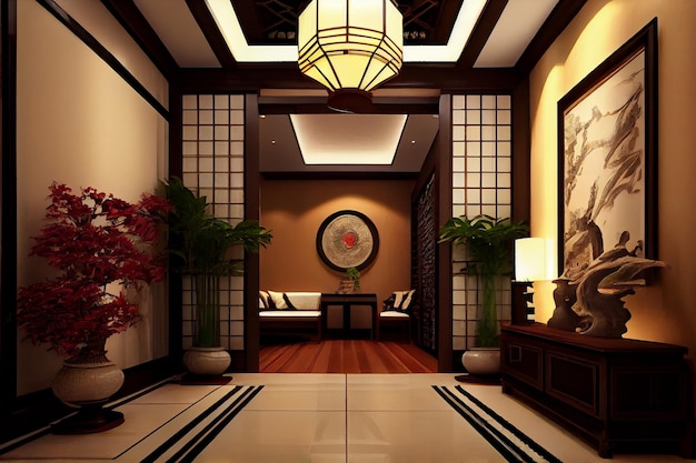 Design de interiores de casas japonesas de estilo oriental