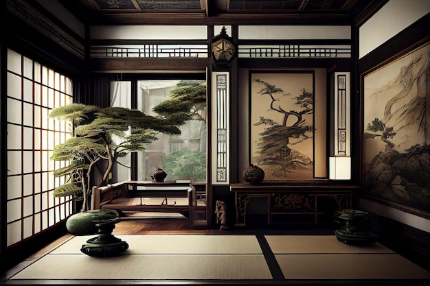 Design de interiores de casas japonesas de estilo oriental