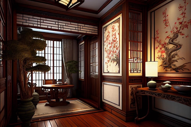 Design de interiores de casas japonesas de estilo oriental