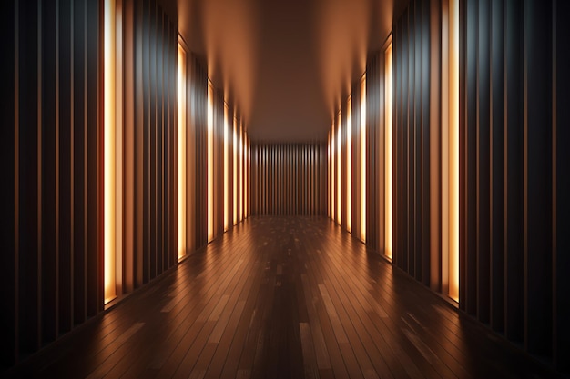 Design de interiores de corredor iluminado Fundo interior de quarto vazio criativo ai