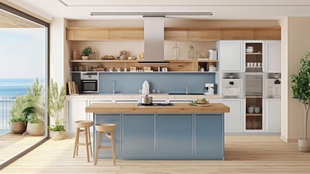 Design de interiores de cozinha moderna Ilustração AI GenerativexD