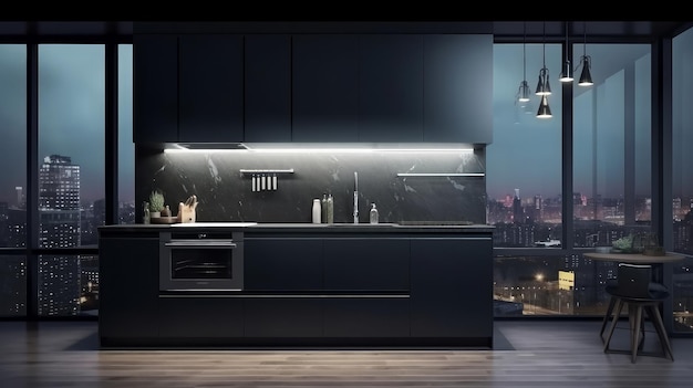 Design de interiores de cozinha moderna Ilustração AI GenerativexD