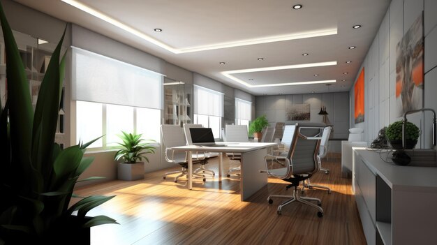 Design de interiores de escritório inspirador Estilo contemporâneo Escritório corporativo com arquitetura de design minimalista AI generativa AIG 31