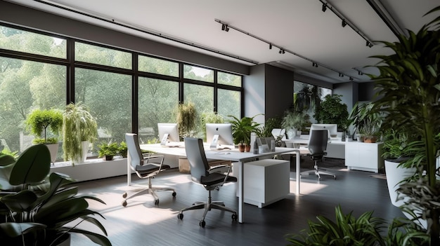 Design de interiores de escritório inspirador Estilo contemporâneo Generative AI AIG 31