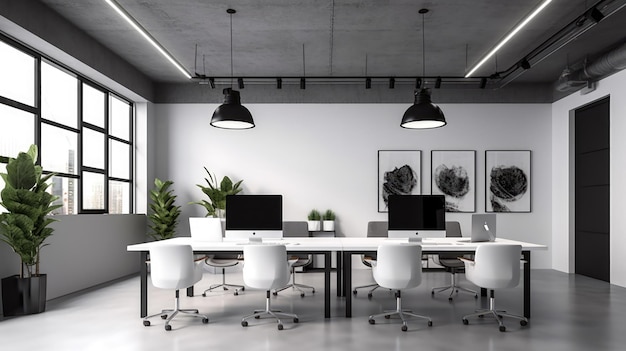 Design de interiores de escritório inspirador Estilo minimalista IA generativa AIG 31