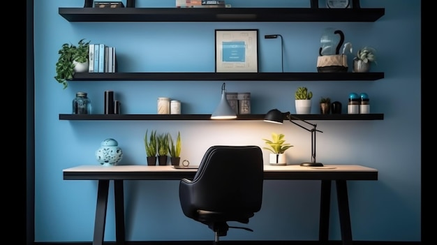 Foto design de interiores de escritório inspirador home office de estilo contemporâneo com arquitetura moderna de espaço de trabalho generative ai aig 31