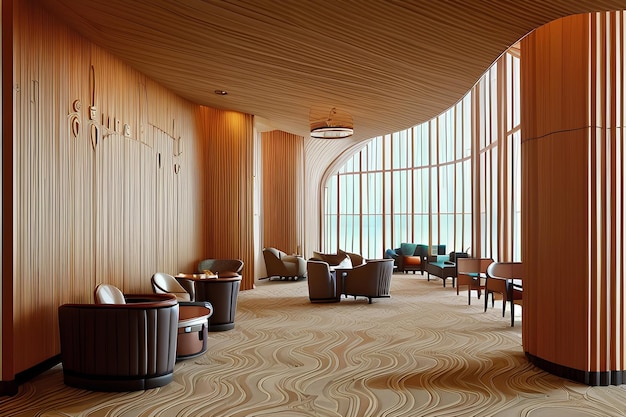 Design de interiores de hotéis com elevações e vales pronunciados para uma maior sensação de movimento