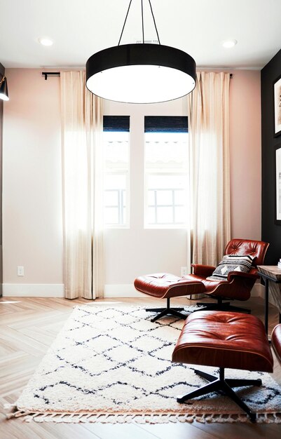 Design de interiores de quarto de casa bonito e moderno