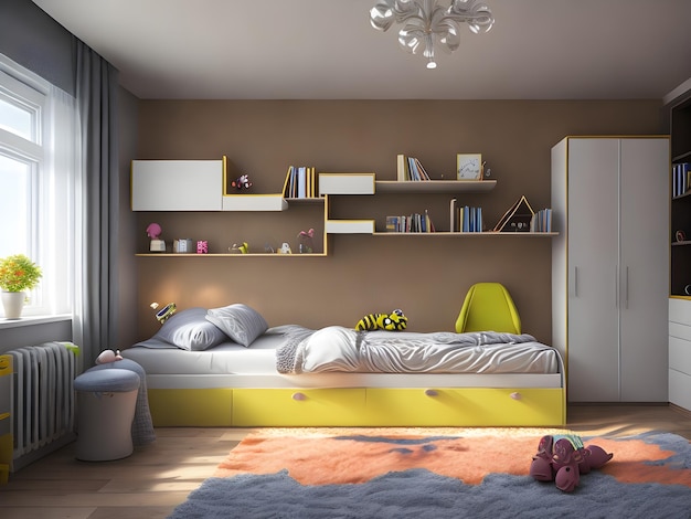 Design de interiores de quarto infantil de luxo moderno