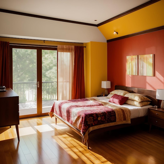 Design de interiores de quarto moderno clássico luxuoso