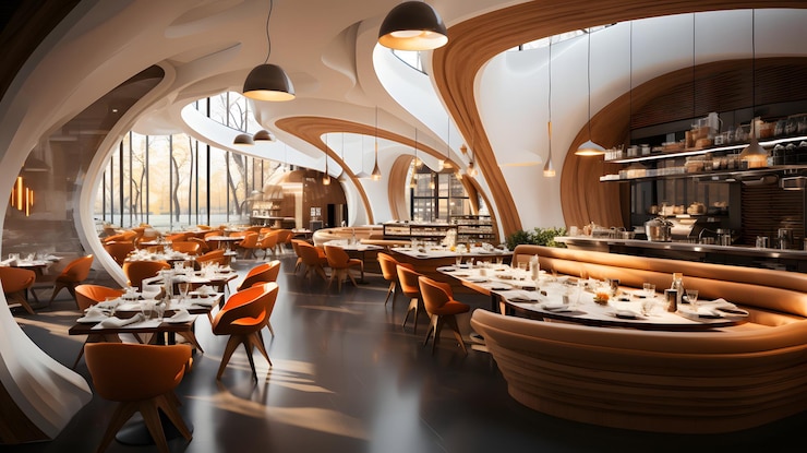 Design de interiores de restaurantes modernos e de luxo