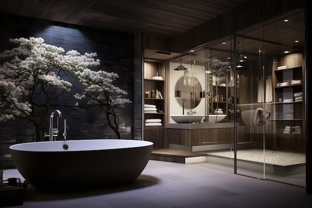 Design de interiores de retiro de banheiro de spa de luxo