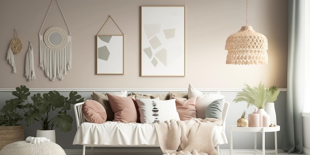 Design de interiores de sala de estar em casa de luxo