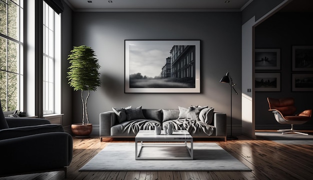Design de interiores de sala de estar minimalista abstrato de luxo Imagem gerada por IA