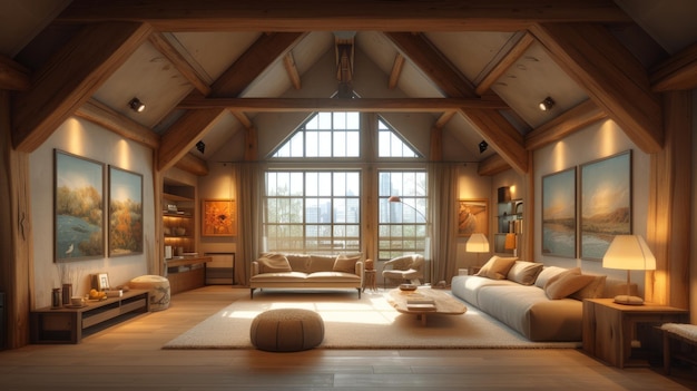 Design de interiores de sala de estar minimalista moderno