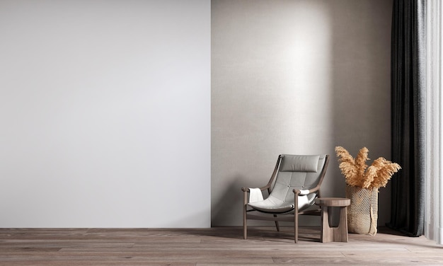 Design de interiores de sala de estar moderno loft e decoração simulada e fundo de parede padrão renderização 3d