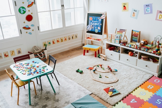 Foto design de interiores de uma sala de aula de jardim de infância