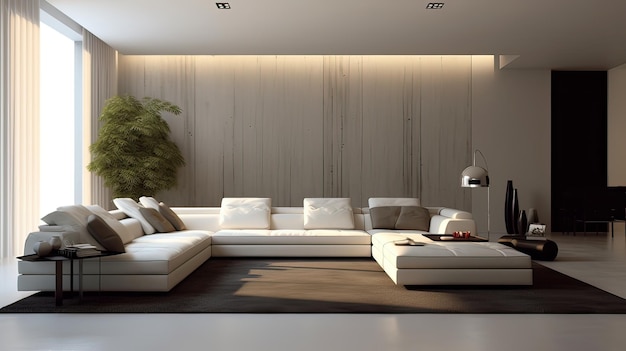 Design de interiores de uma sala de estar aconchegante e elegante