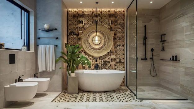 design de interiores e decoração de um banheiro bonito e moderno