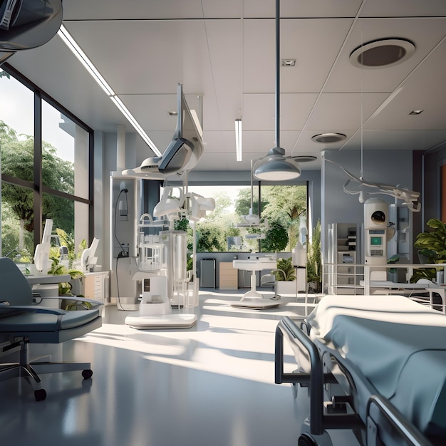 Design de interiores e layout de um futuro centro médico moderno em clínica hospitalar ou centro de saúde