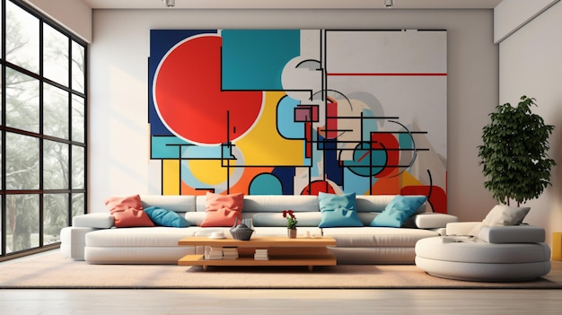 Design de interiores em estilo supremacismo de sala de estar moderna