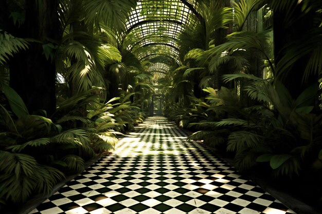 Foto design de interiores futurista do jardim botânico