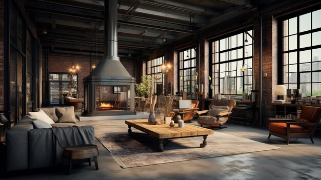 Foto design de interiores industriais elegantes