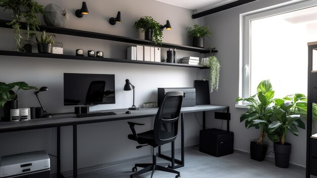 Design de interiores inspirador para escritórios Estilo minimalista Escritório com arquitetura simples Generative AI AIG 31