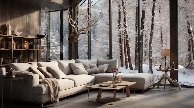 design de interiores moderna sala de estar com sofá