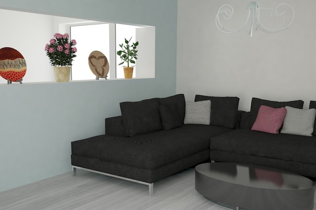 Design de interiores moderno. Ilustração 3D