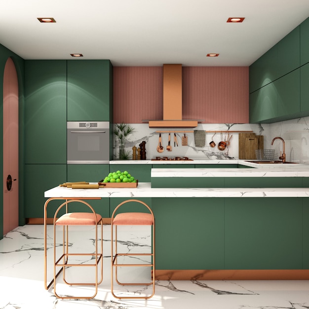 Design de interiores para área de cozinha em estilo moderno
