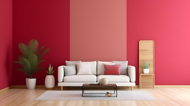 Design de interiores para casa Decoração minimalista de sala de estar gerada por IA