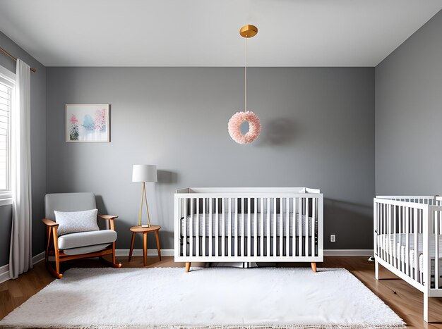 Design de interiores ultra-realistas para uma sala de meninas de bebê médio tiro hiper generativo AI gerado